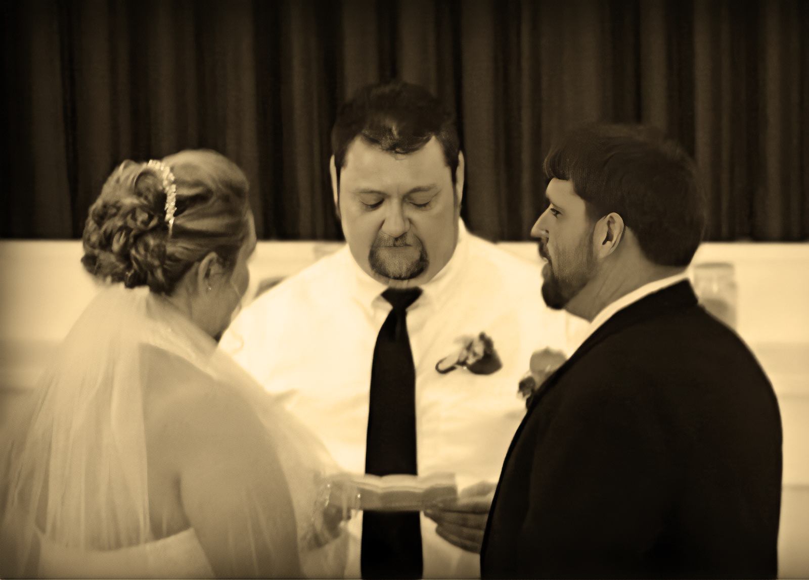Reverend Joe Robak officiating a wedding